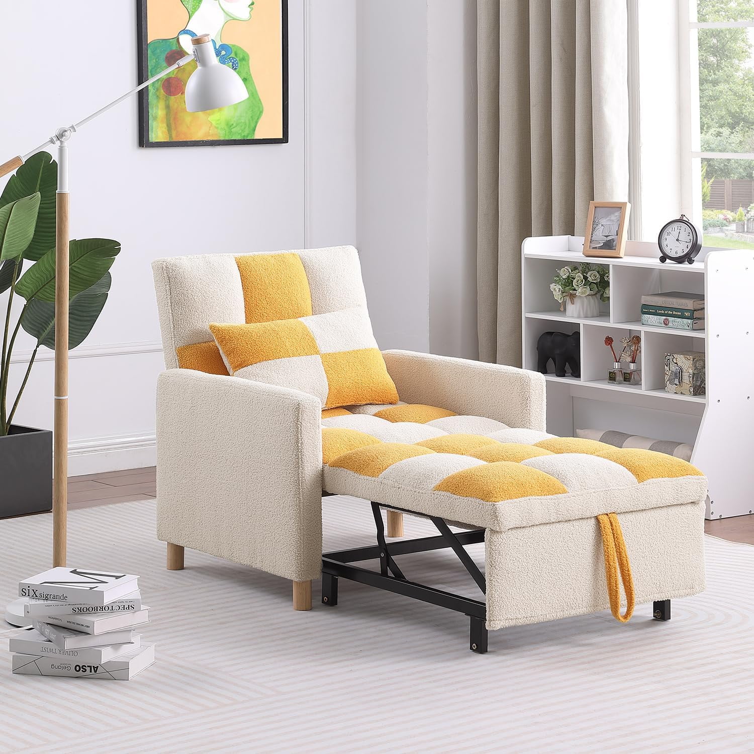 Sleeper Chair Bed,Convertible Single Sofa Chair Bed with Pillow,Pull