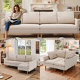 thumbnail image 1 of Convertible Sofa Bed, L Shaped Sectional Couch with Removable Armrest for Office, Living Room, Linen Fabric,Beige, 1 of 9