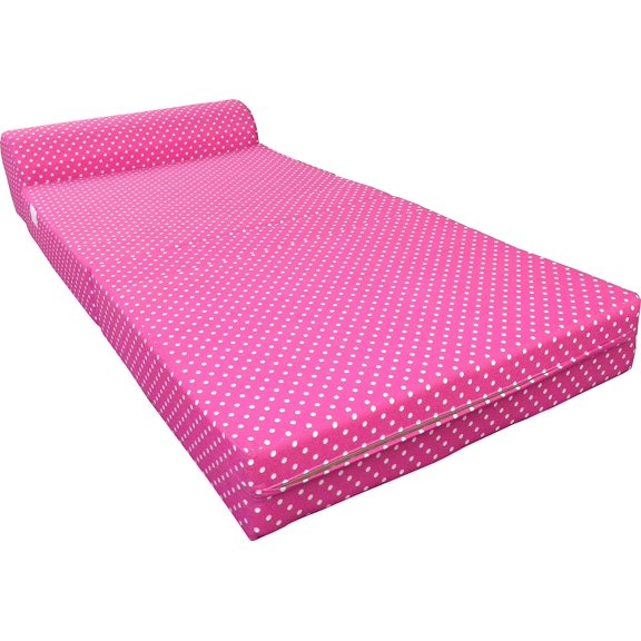 Sleeper Chair Folding Foam Beds, Portable Studio Guest Sofa Bed 6 x 32 x 70 Polka Dots Pink