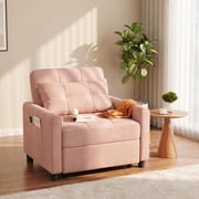 Sleeper Sofa, Lofka 3 in 1 Convertible Single Sofa Bed with Pull Out Couch for Living Room, Apartment,Pink