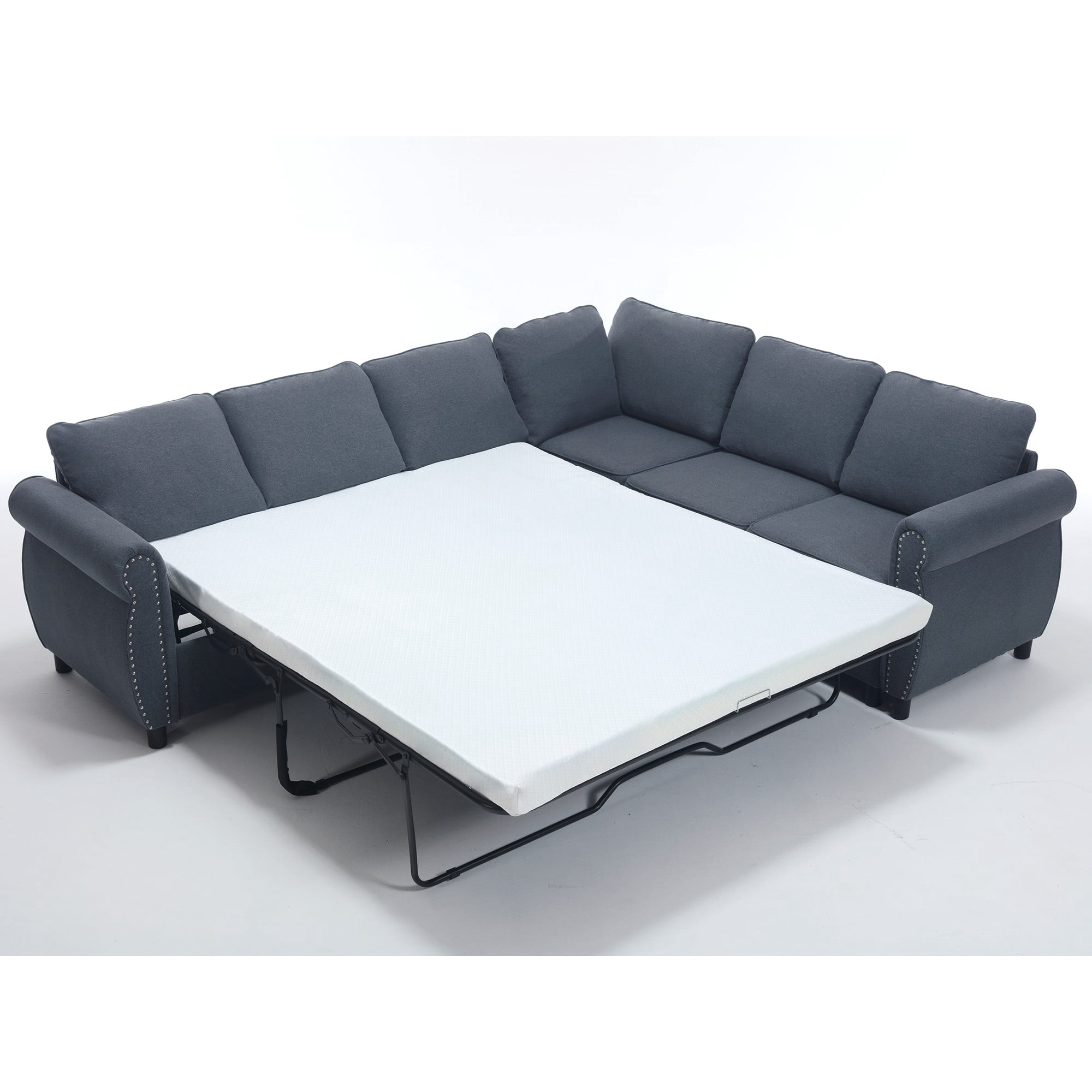 Sleeper Sofa, 2 in 1 Pull Out Couch Bed, 6 Seater Sofa Bed, L Shaped ...