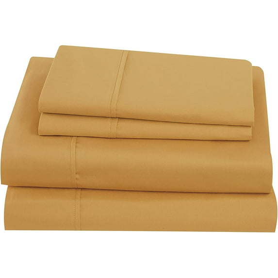 Sleeper Sofa Bed Sheet Set -100% Egyptian Cotton Sheets, Best- Solid Fits Mattresses Up to 5" Inches Deep Pocket Size King Size (78"x 80"x 5" ) Color Mustard Solid Pattern