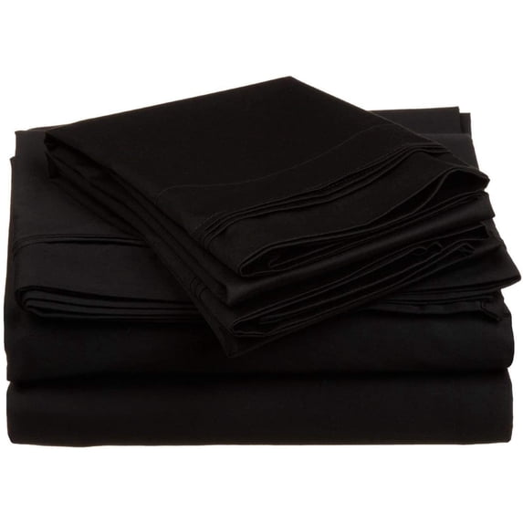 Sleeper Sofa Bed Sheet Set -100% Egyptian Cotton Sheets, Best- Solid Fits Mattresses Up to 5" Inches Deep Pocket Size Queen Size (60"x 80"x 5" ) Color Black Solid Pattern
