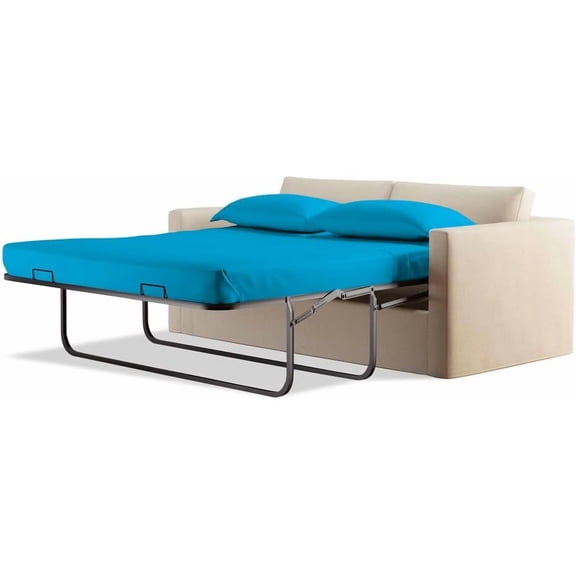 Sleeper Sofa Bed Sheet Set 4 PC's Sleeper Sofa Sheet Set 100% Pure Egyptian Cotton, 500 Thread Count [Queen Sleeper Sofa Turquoise Solid] Easily Fits Upto 5" inches Deep Pocket.