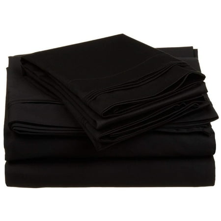 Sleeper Sofa Bed Sheet Set - Queen Black Solid Solid Sofa Bed Sheets - 100% Cotton 600 Thread Count Sofa Sheets - Sleeper Sofa 4 PC's Sheet Set - Sleeper Sofa Sheets - 5" Deep Pocket