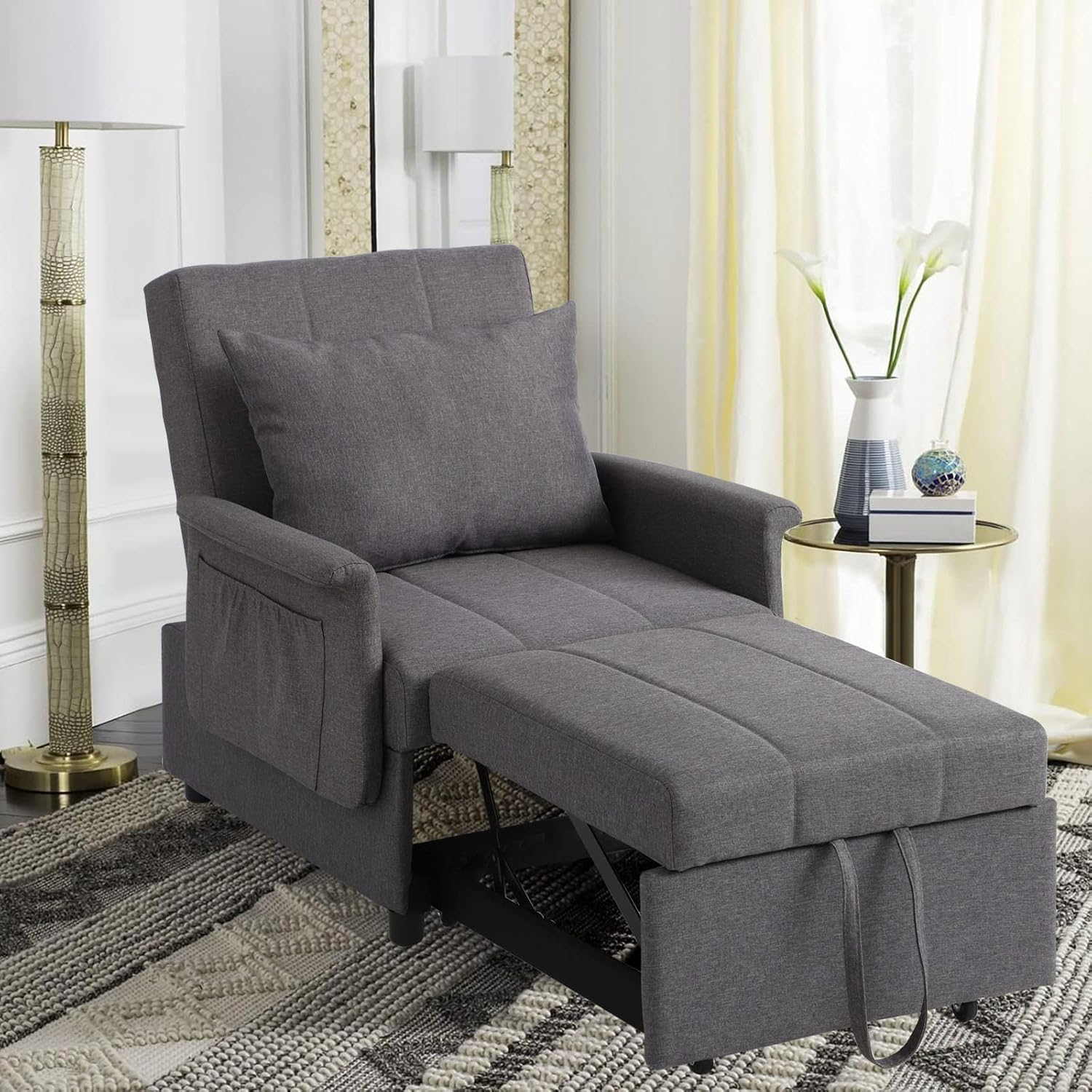 Sleeper Sofa Chair Bed 3 in 1 Convertible Chair Multi Folding Ottoman