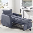 thumbnail image 1 of Sleeper Sofa Chair Bed, 3-IN-1 Convertible Single Sofa Chair with 2 Cup Holders, Adjustable Pullout Sofa Bed with Modern Velvet Fabric for Living Room Office Studio Apartment Small Space, Grey, 1 of 10