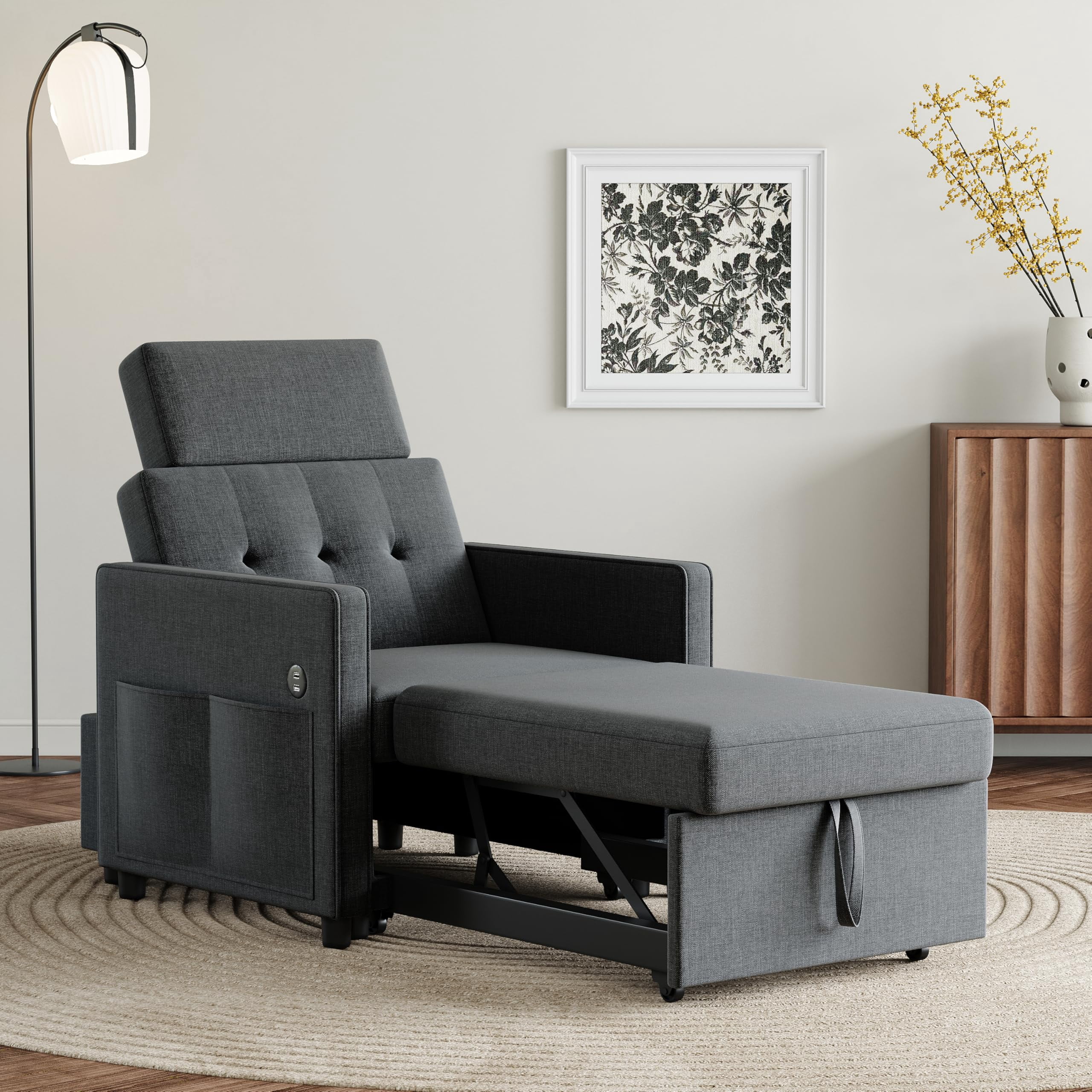Sleeper Sofa Chair Bed, Convertible Sofa Chair 3 in 1, Pullout Single ...