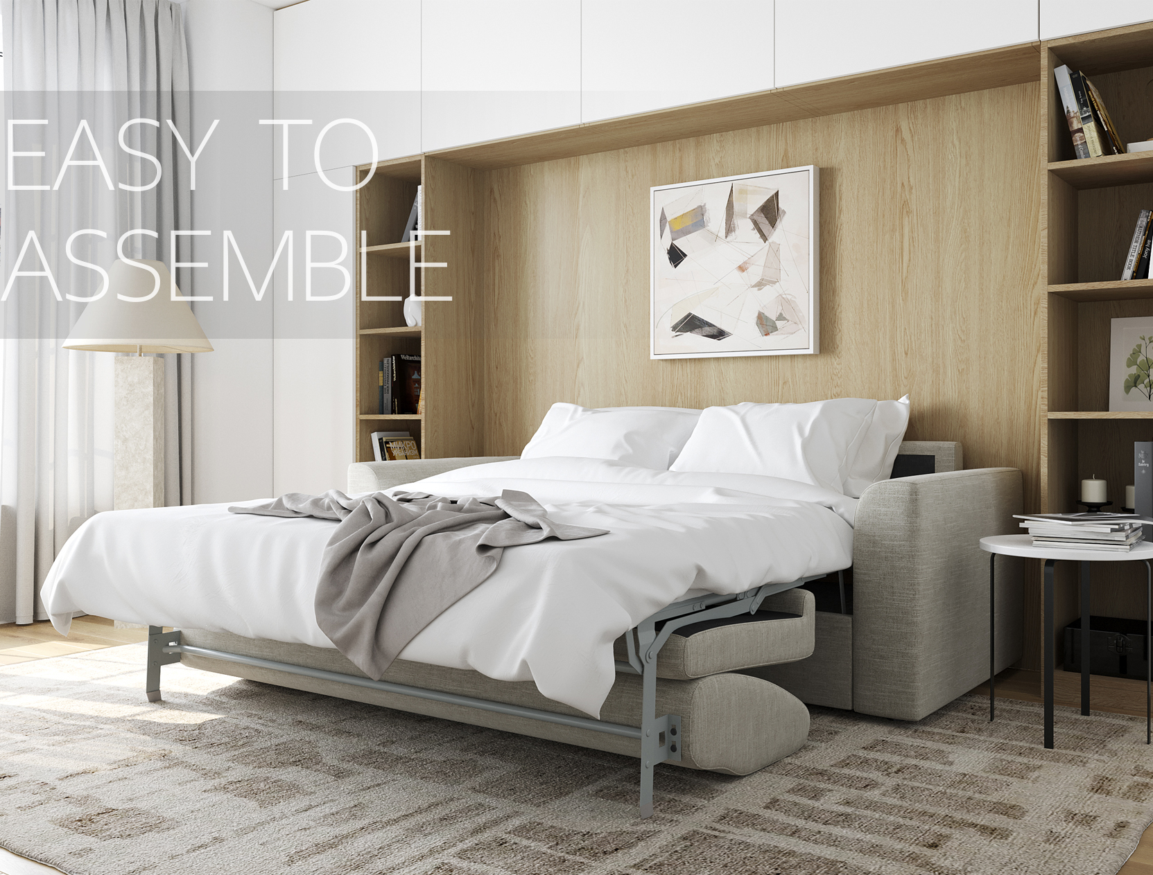 Sleeper Sofa Couch Bed with Gel Mattress 2in1, Queen Size