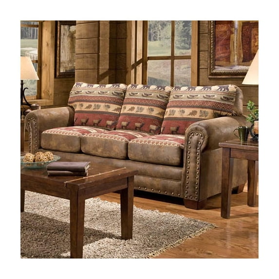 Sleeper Sofa Industrial Style - Nailhead Accent - 3 Seater - Brown ...