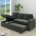 thumbnail image 1 of Sleeper Sofa, L Shaped Sectional Sofa with Pull Out Couch Bed and Storage Chaise, Convertible Sleeper Sofa with Copper nail for Living Room, Chenille, Dark Grey, 1 of 8