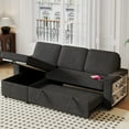 thumbnail image 1 of Sleeper Sofa, L Shaped Sectional Sofa with Pull Out Couch Bed and USB Port, Convertible Sleeper Sofa with T-pyce Port for Living Room, Storage Chaise, Storage Racks, Black, 1 of 7