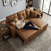 VanAcc Sectional Sofa Bed with Pull Out Bed, Linen Upholstery, Storage ...