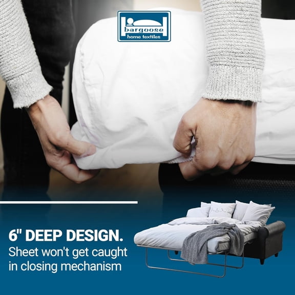 Sleeper Sofa Sheet, Trifold Mattress, Queen Size Sofa Bed Sheet 59" x 72" x 6", Fits 6" Futon Bed, Percale Cotton/Poly Blend, for 6 inch Mattress, Made in The USA