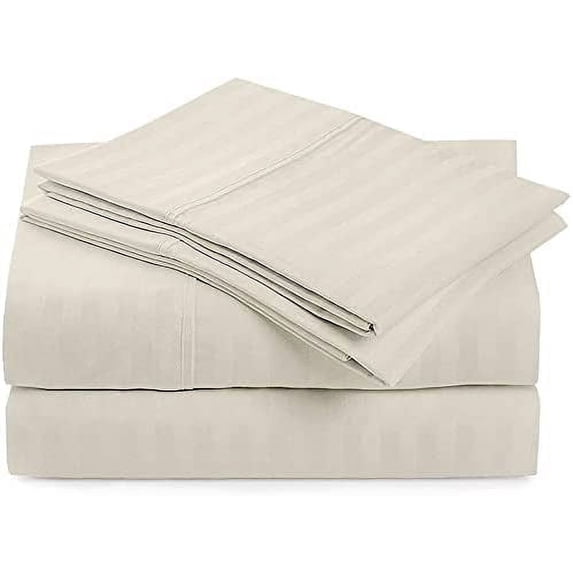Sleeper Sofa Sleeper Sheet - 400 TC Luxury 100% Cotton Sleeper Sofa Fitted Sheet Set Full Sofa Fitted Sheet Ivory Stripe Fit Up to 7" Inches Deep Pocket Sleeper Sofa Fitted Sheet Only