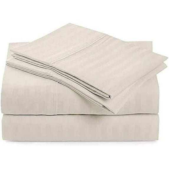 Sleeper Sofa Sleeper Sheet - 400 TC Luxury 100% Cotton Sleeper Sofa Fitted Sheet Set Twin Sofa Fitted Sheet Ivory Stripe Fit Up to 8" Inches Deep Pocket Sleeper Sofa Fitted Sheet Only