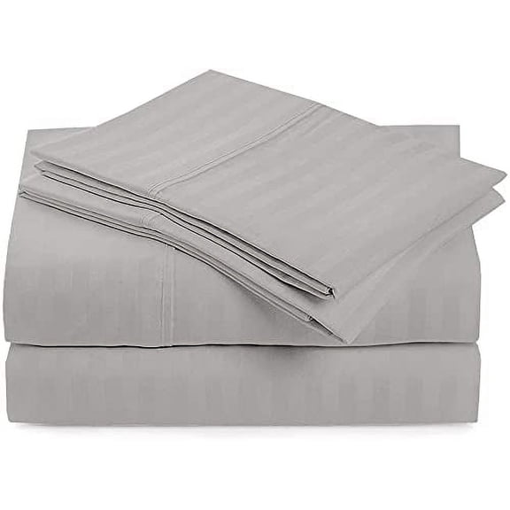 Sleeper Sofa Sleeper Sheet - 400 TC Luxury 100% Cotton Sleeper Sofa Fitted Sheet Set Twin Sofa Fitted Sheet Light Grey Stripe Fit Up to 5" Inches Deep Pocket Sleeper Sofa Fitted Sheet Only