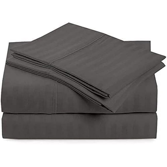 Sleeper Sofa Sleeper Sheet - 400 Thread Count 100% Cotton Sleeper Sofa Bed Sheet Set Twin Sofa Sleeper Mattress Sheet Dark Grey Stripe Fit Up to 4" Inches Deep Pocket Sleeper Sofa Sheet Set