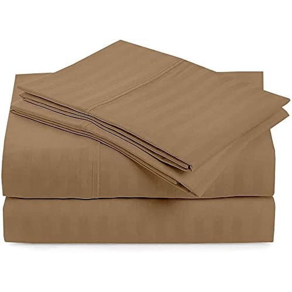 Sleeper Sofa Sleeper Sheet - 400 Thread Count 100% Cotton Sleeper Sofa Bed Sheet Set Twin Sofa Sleeper Mattress Sheet Taupe Stripe Fit Up to 8" Inches Deep Pocket Sleeper Sofa Sheet Set