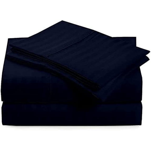 Sleeper Sofa Sleeper Sheet - 400 Thread Count 100% Cotton Sleeper Sofa Fitted Sheet Set Full Sofa Fitted Sheet Navy Blue Stripe Fit Up to 7" Inches Deep Pocket Sleeper Sofa Fitted Sheet Only