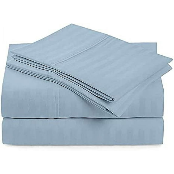 Sleeper Sofa Sleeper Sheet - 400 Thread Count 100% Cotton Sleeper Sofa Fitted Sheet Set Queen Sofa Fitted Sheet Light Blue Stripe Fit Up to 5" Inches Deep Pocket Sleeper Sofa Fitted Sheet Only