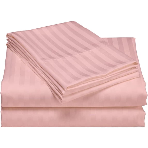 Sleeper Sofa Sleeper Sheet - 400 Thread Count 100% Cotton Sleeper Sofa Fitted Sheet Set Twin Sofa Fitted Sheet Blush Pink Stripe Fit Up to 8" Inches Deep Pocket Sleeper Sofa Fitted Sheet Only