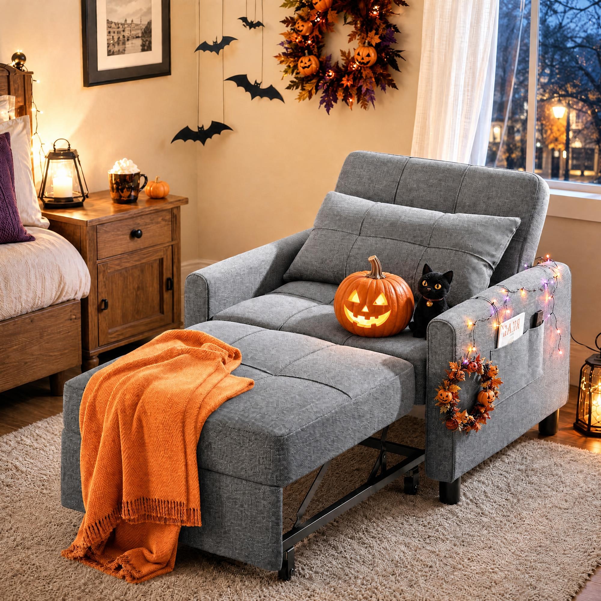 Recliner Chair Lofka Convertible Futon Sofa Bed With Adjustable Backrest Couch For Living Room Bedroom Dark Gray: Key Details Before Checkout