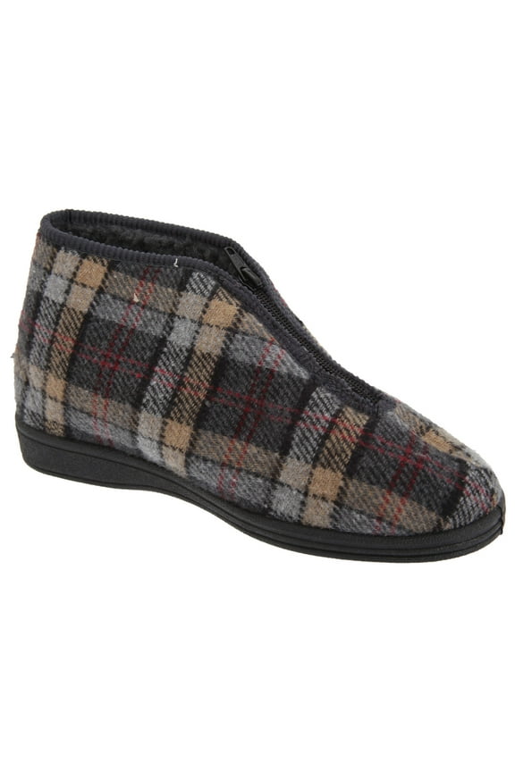 Mens Jed II Thermal Zip Check Bootee Slippers