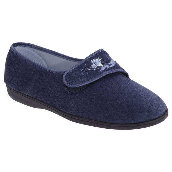 Sleepers Womens Jolene Touch Fastening Embroidered Slippers
