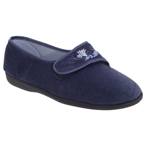 Sleepers Womens Jolene Touch Fastening Embroidered Slippers