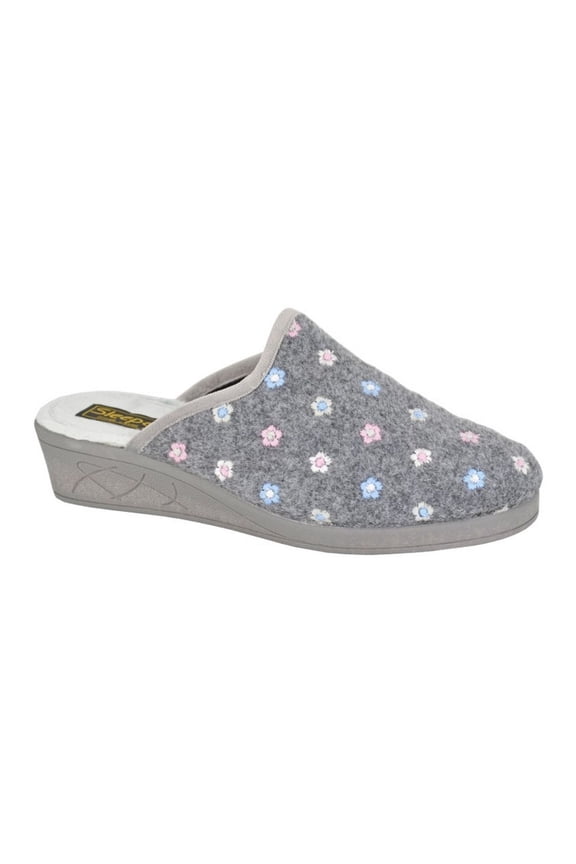 Womens Josephine Floral Embroidery Mule Slippers