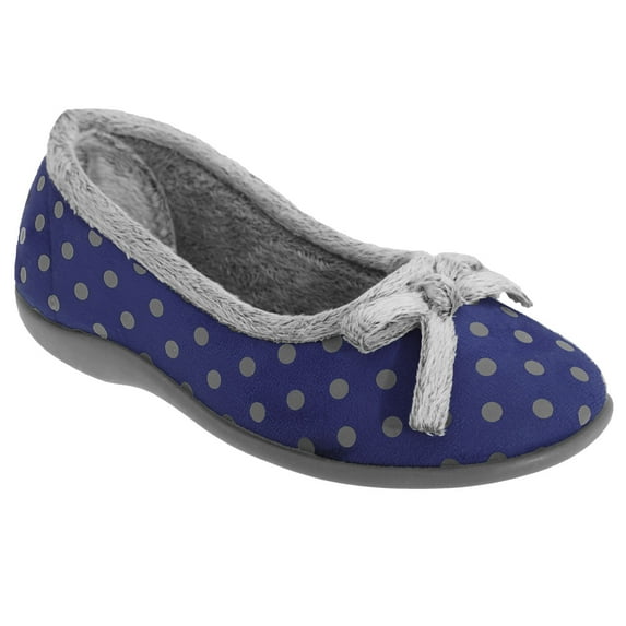 Sleepers Womens Louise Polka Dot Bow Slippers
