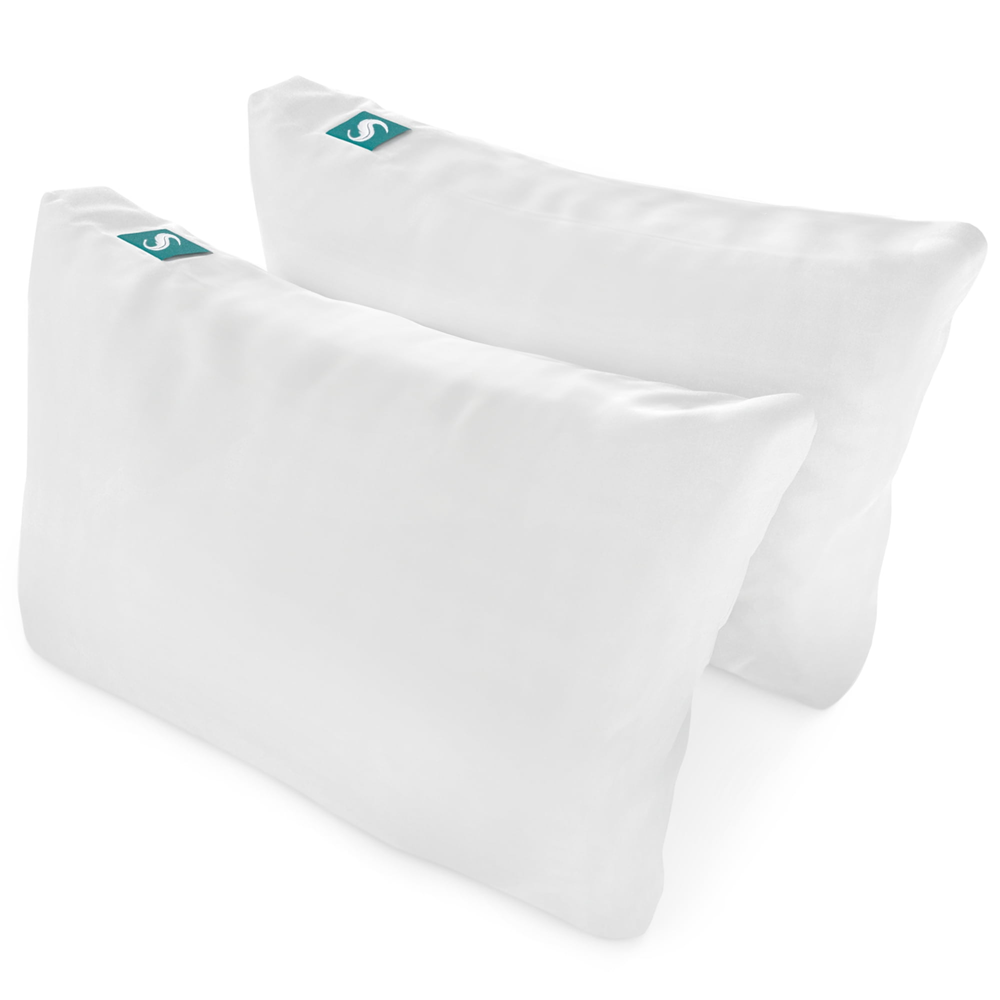Sleepgram Bed Support Sleeping Pillow w/ Cover, Queen Size, White (2 Pack)