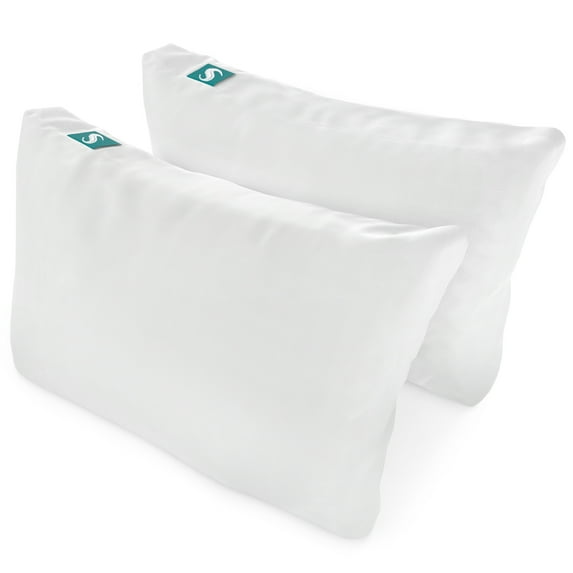 Sleepgram Bed Support Sleeping Pillow w/ Cover, Queen Size, White (2 Pack)