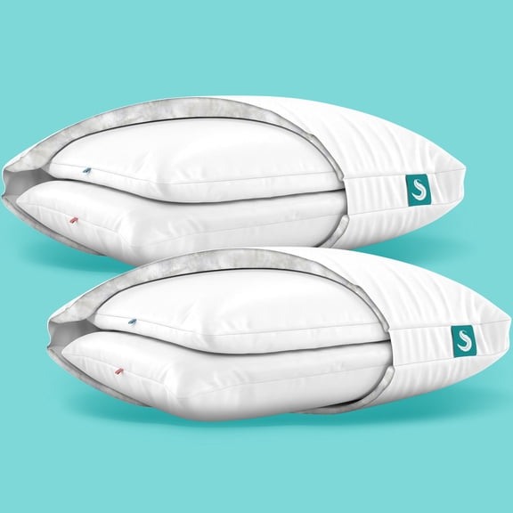 Sleepgram Bed Support Sleeping Pillows with Inserts, King Size (2 Pack)