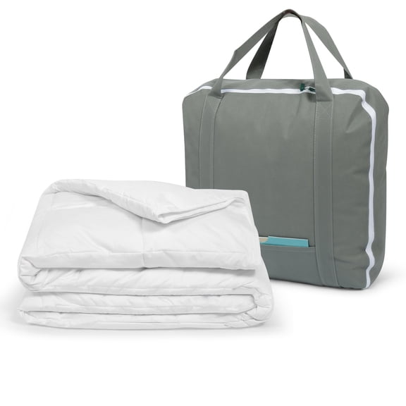 Sleepgram Twin Sized Pre Shrunk All Season Embroidered Comforter, White