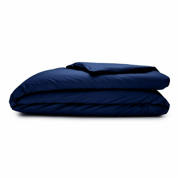 Sleepgram Supima Duvet Cover, 400 Thread Count Cotton, Twin, Poseidon Blue
