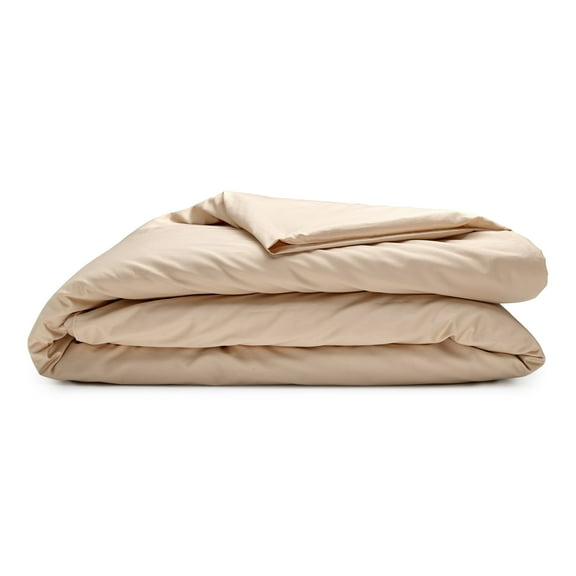 Sleepgram Supima 400 Thread Count Cotton Zippered Duvet Cover, King, Sand