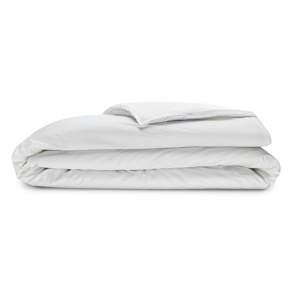 Sleepgram Supima 400 Thread Count Cotton Zippered Duvet Cover, Twin, White