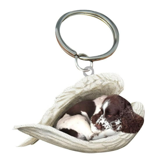 Sleeping Angel Dog Acrylic Pendant, Cute Pet Memorial Gift for Car, Backpack, and Christmas Tree Decoration