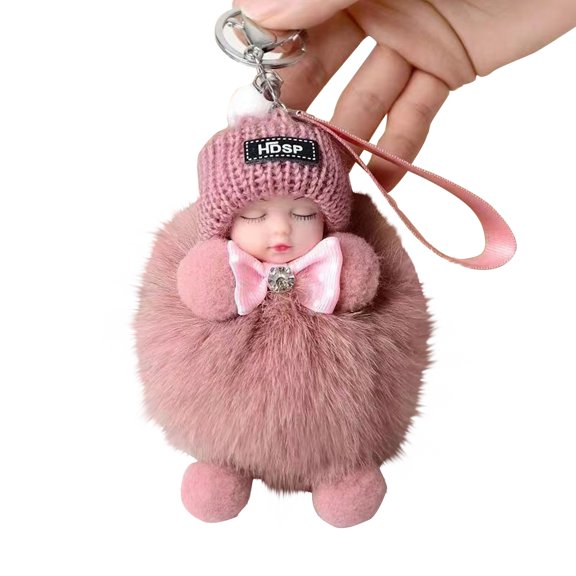 Sleeping Baby Keychain Soft Small Decorations Charm Accessories Keyring Decorative Toy For Backpack Purse Bag Pendant