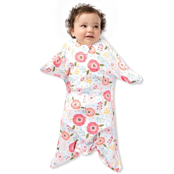 SleepingBaby Zipadee-Zip Transition Swaddle for Self-Soothing & Better Sleep, Pink Poppy, Large (12-24 Months)