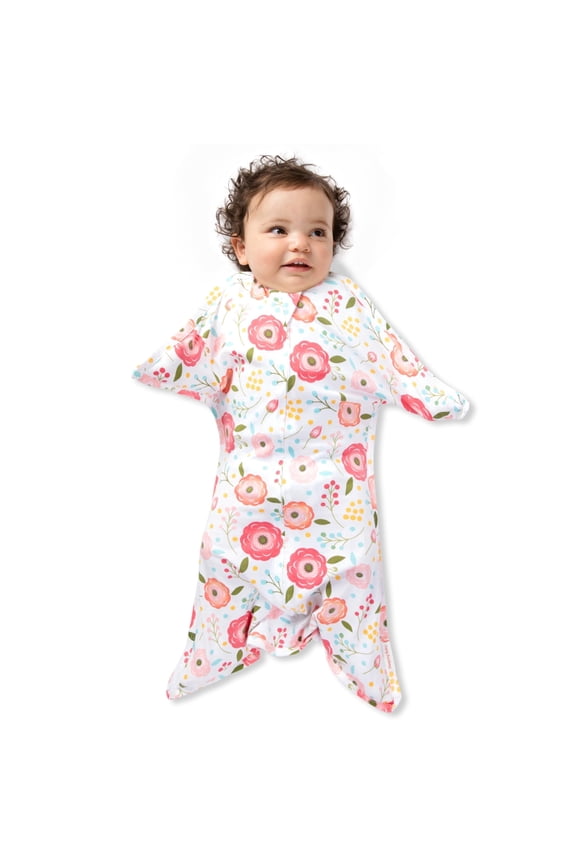 SleepingBaby Zipadee-Zip Transition Swaddle for Self-Soothing & Better Sleep, Pink Poppy, Large (12-24 Months)
