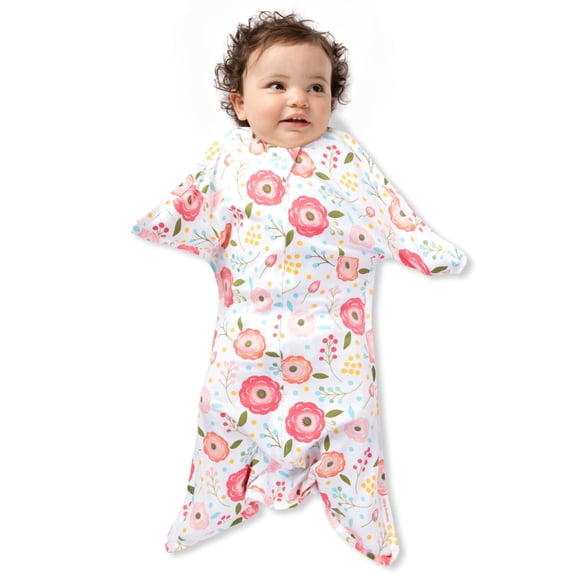 SleepingBaby Zipadee-Zip Transition Swaddle for Self-Soothing & Better Sleep, Pink Poppy, X Small (3-6 Months)