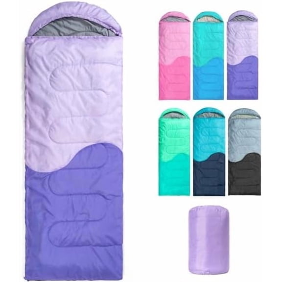 Sleeping Bag - 3 Seasons for Adults Kids Boys Girls Camping Hiking - Warm Cold Weather Lightweight Portable with Compression Bag for Backpacking in Spring, Summer, Fall and Winter