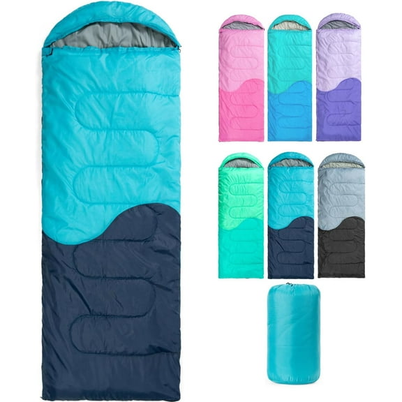 Sleeping Bag - 3 Seasons for Adults Kids Boys Girls Camping Hiking - Warm Cold Weather Lightweight Portable with Compression Bag for Backpacking in Spring, Summer, Fall and Winter