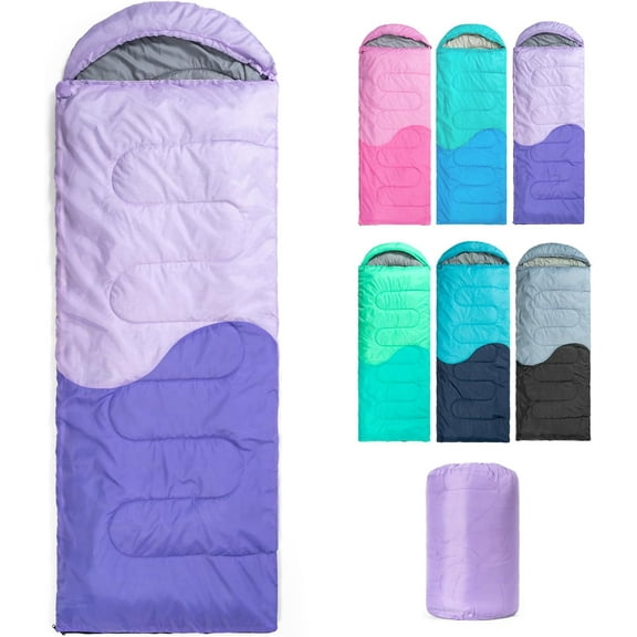 SUMMIT Sleeping Bag - 3 Seasons for Adults Kids Boys Girls Camping Hiking - Warm Cold Weather Lightweight Portable with Compression Bag for Backpacking in Spring, Summer, Fall and Winter