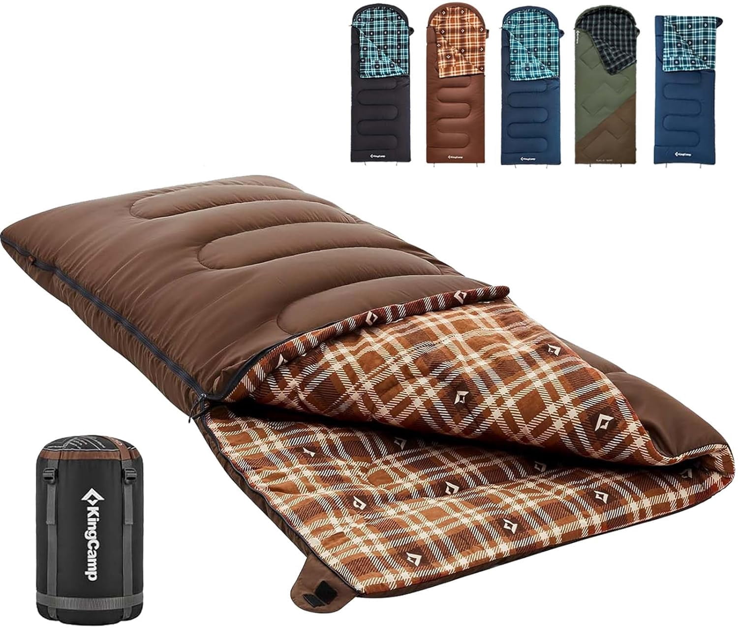 Sleeping Bag for Adults, Cold Weather & Warm XL Big and Tall Flannel Bags with Compression Sack Portable Waterproof Essentials Gear Accessories Outdoor Camping