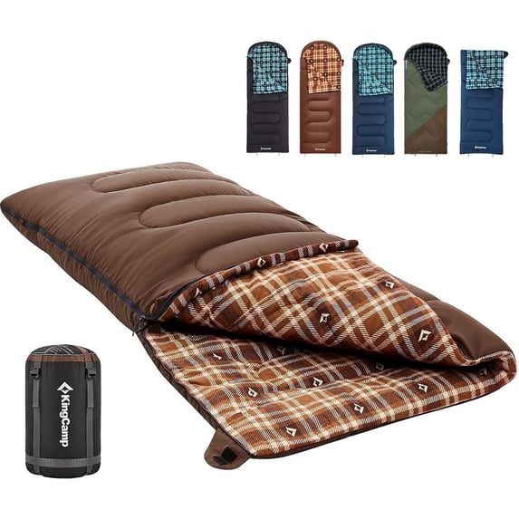Sleeping Bag for Adults, Cold Weather & Warm XL Big and Tall Flannel Bags with Compression Sack Portable Waterproof Essentials Gear Accessories Outdoor Camping