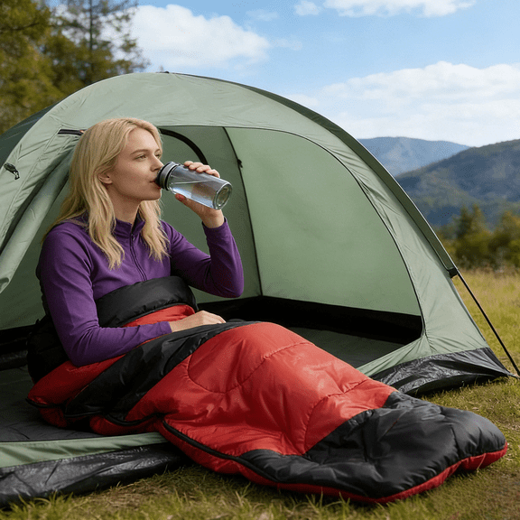 Sleeping Bag Backpacking Hiking Camping Waterproof Compact Envelope 2.1Lbs 74.8In Length 29.5In Width 42-68 Degree Temperature Range Ultralight Portable 190T Polyester Red Outdoor Adult Single Person